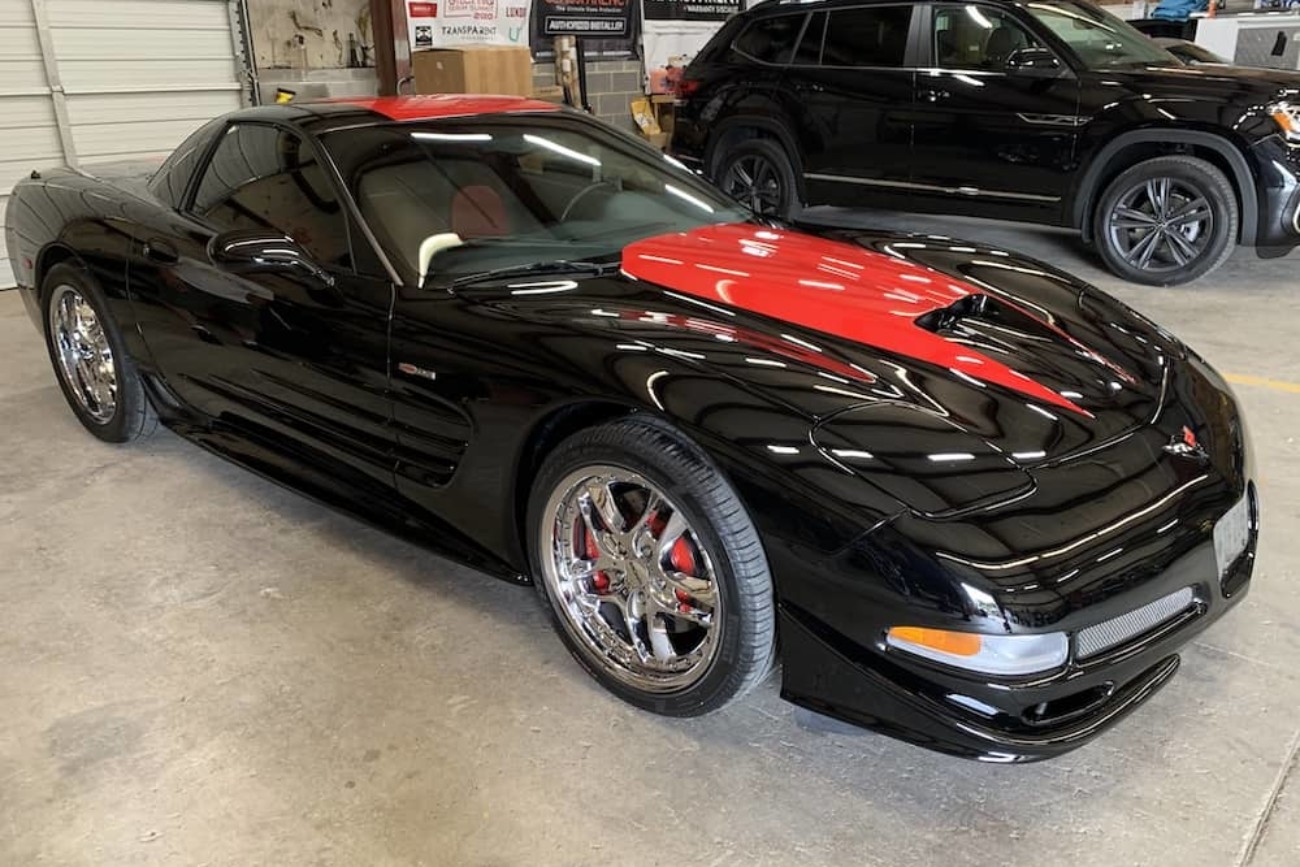 black and red sports car