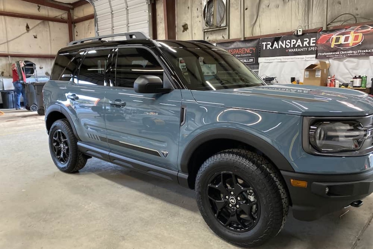 black and steel blue car