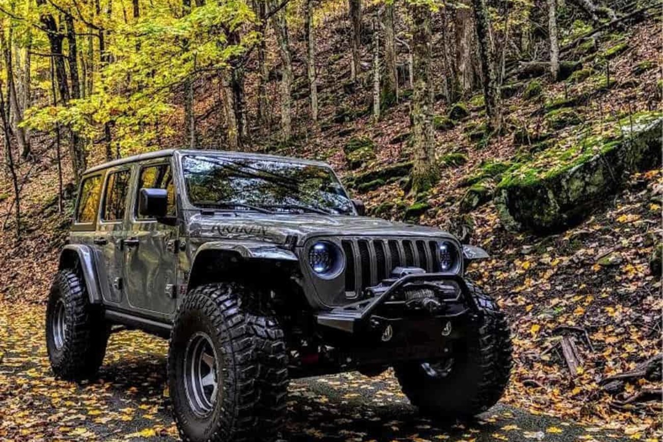 gray jeep in the mountains